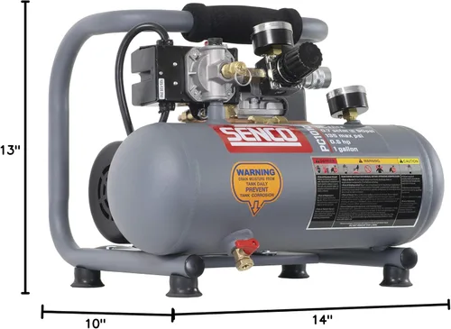 Miniatura 5 de Senco PC1010 - Compresor de aire portátil para perros calientes de 1/2 caballos de fuerza con acabado mate y moldura de 1 galón, gris/rojo