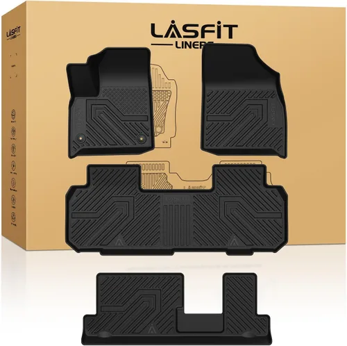 Miniatura 33 de LASFIT Juego completo de tapetes de elastómero termoplástico para todo tipo de clima de ajuste personalizado para automóviles, de 1ª y 2ª fila, 3