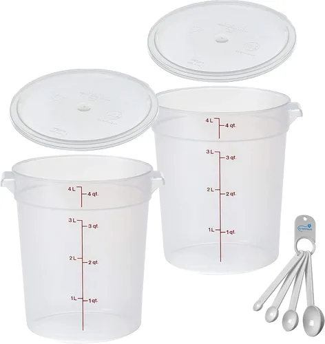 Miniatura 9 de Lumintrail Cambro Recipiente Redondo de Almacenamiento de Alimentos de 2 Cuartos, Paquete de 2 Translúcido, con Tapa Translúcida, Incluye Juego