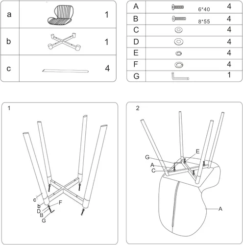Miniatura 7 de CangLong Juego de 2 sillas de comedor, sillas de comedor de piel sintética con cómodo asiento y respaldo copetudos, modernas sillas Kicthen sin Beige