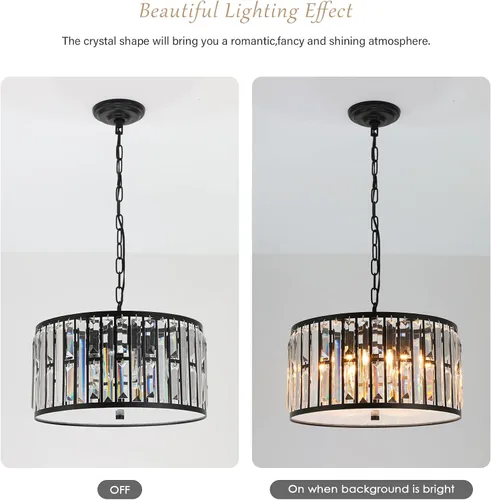 Miniatura 9 de Weesalife Candelabros de cristal para comedor sobre mesa, 6 luces modernas para dormitorio, lámparas de tambor para isla de cocina, sala de estar