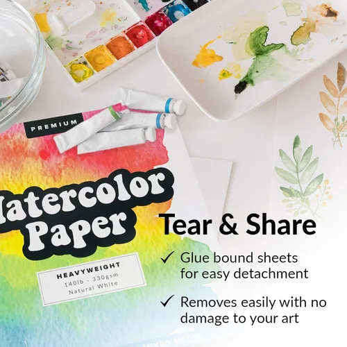 Miniatura 7 de Bloc de papel de acuarela, paquete de 2, papel pesado blanco prensado en frío de 140 libras para pintura de acuarela, marcadores y bolígrafos, 11 x