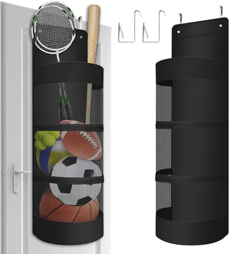 Boczif Organizador colgante, equipo deportivo colgante sobre la puerta y almacenamiento de pelotas, organizador de equipo deportivo de garaje para