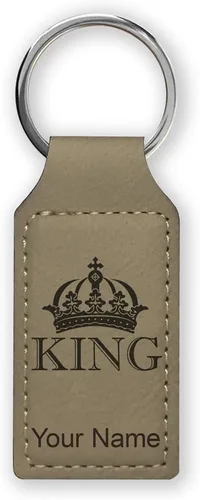 Miniatura 37 de Llavero rectangular, corona de rey, grabado personalizado incluido, Bambú