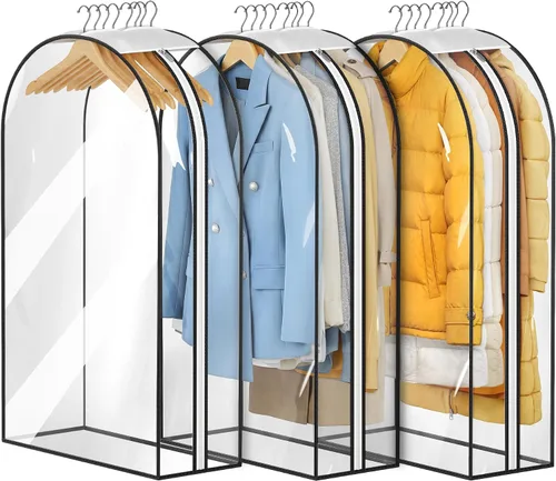 Miniatura 15 de MISSLO Bolsas de ropa transparentes de 32 pulgadas para colgar ropa, bolsas de traje reforzadas de 10 pulgadas para almacenamiento de armario, funda