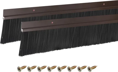 Miniatura 35 de uxcell 2 piezas cepillo de puerta barrido inferior forma H base de aleación de aluminio con cepillo de nailon de 0.4 pulgadas para hogar, industrial