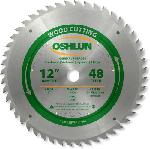Miniatura 6 de Oshlun SBW-120028 Hoja de sierra de rasgado ATB de 12 pulgadas y 28 dientes con eje de 1 pulgada