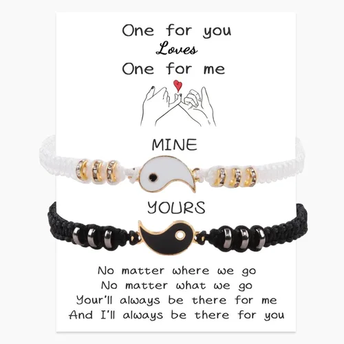 Miniatura 34 de 2 pulseras magnéticas para parejas, piedra natural negra mate, cristal para votos de amor eterno, juego de pulseras de cuentas de piedra de energía