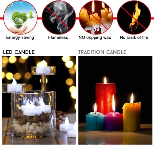 Miniatura 3 de AGPTEK Velas de té, paquete de 24 velas LED sin llama, funciona con pilas, velas sin parpadeo, de larga duración para boda, vacaciones, fiesta