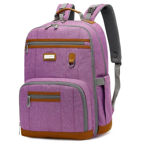 Miniatura 16 de Mochila para pañales, grandes bolsas de pañales para bebé con cambiador portátil para niños y niñas, mochila de viaje multifuncional para mamás