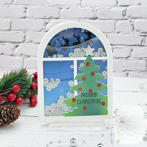 Miniatura 5 de Troqueles de metal para árbol de Navidad y puertas para hacer tarjetas, plantillas de corte para álbumes de recortes, álbum de fotos, papel