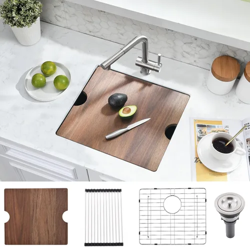Miniatura 14 de Fregadero de cocina dorado de 32 x 19 pulgadas, acero inoxidable de calibre 16, fregadero de cocina dorado de 10 pulgadas de profundidad, incluye