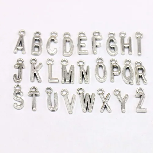 Miniatura 8 de 50pcs plata antigua letra E aleación colgante encantos para bricolaje joyería fabricación para collares, pulseras llaveros más, aleación, Aleación.