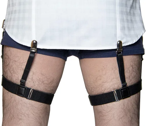 Miniatura 2 de Estancias de camisa para hombre, soportes para camisas, ligas de camisa, 1 par para hombres y mujeres (negro mágico), Negro