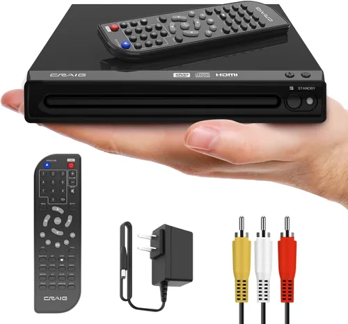 Craig CVD401A Reproductor de DVD HDMI Compacto con Control Remoto en Negro | Compatible con DVD-R/DVD-RW/JPEG/CD-R/CD-R/CD | Escaneo Progresivo |