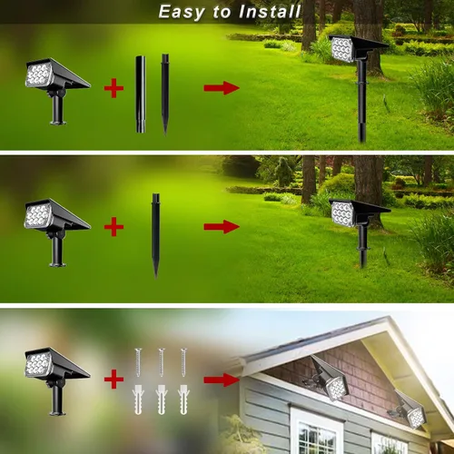 Miniatura 5 de Focos solares verdes para exteriores, luces decorativas del día de San Patricio con IP65, impermeables, 20 LED, focos solares de paisaje
