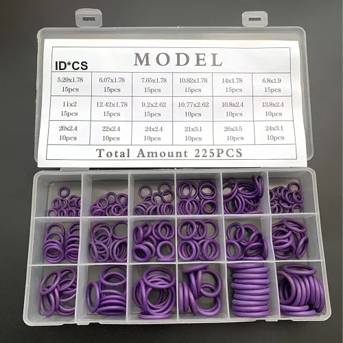 Miniatura 2 de Kit de juntas tóricas NBR de 225 piezas, juego surtido de sellos CA automotrices morados