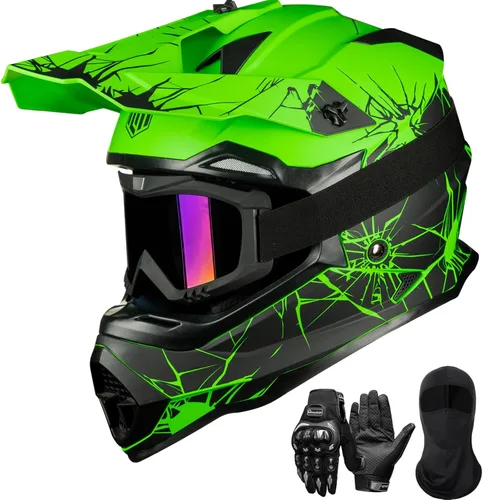 Miniatura 10 de ILM - Cascos para bicicleta de tierra para adultos, hombres y mujeres, para motocross, ATV, todoterreno, con gafas, guantes, máscara, modelo DOT