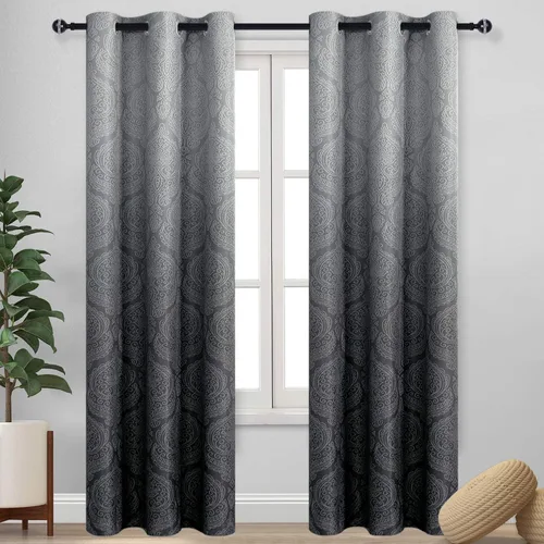 Miniatura 107 de DWCN - Cortinas blackout para dormitorio, diseño de damasco con aislamiento térmico y ojales, para sala de estar, juego de 2 paneles de cortina Gris