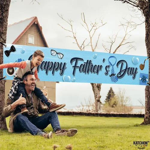 Miniatura 7 de KatchOn, Cartel de feliz día del padre – XL, 120 x 20 pulgadas Cartel de feliz día del padre, decoraciones del día del padre para fiesta, telón
