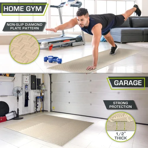 Miniatura 3 de ProsourceFit - Tapete de ejercicio tipo rompecabezas de ½ pulgada, losetas de espuma EVA entrelazadas para gimnasio en casa, para niños, crema, 24 x