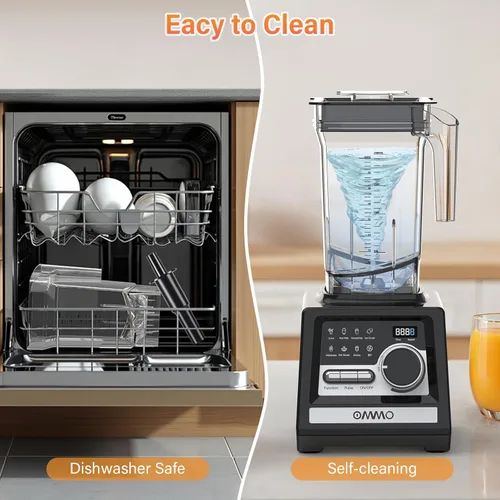 Miniatura 6 de OMMO Licuadora Peak1800W para batidos, licuadoras de batidos sin BPA de 68 onzas para cocina con control de 9 velocidades y temporizador integrado