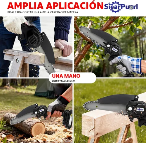 Miniatura 5 de Mini motosierra inalámbrica, 4 y 6 pulgadas motosierra eléctrica Funciona con pilas, de mano, 2 baterías y cargador, corte de madera para cortar