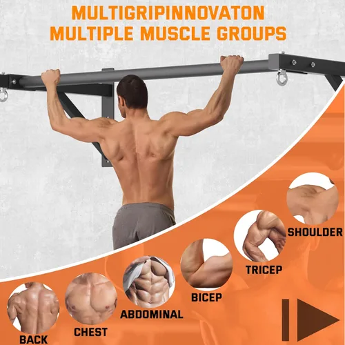 Miniatura 7 de Pull Up Bar Wall Mounted, Heavy Duty 650 lbs Capacity Chin Up Bar, 48" Multi-Grip Strength Training Pull-up Bars, for Home Gym Garage/Backyard Total