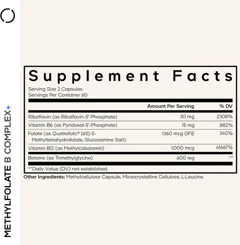 Miniatura 2 de Codeage Methylfolate B Complex Supplements - 5 MTHF, Metilcobalamina 1000mcg Vitamina B12 metilada, riboflavina, betaína, vitaminas B6, ciclo