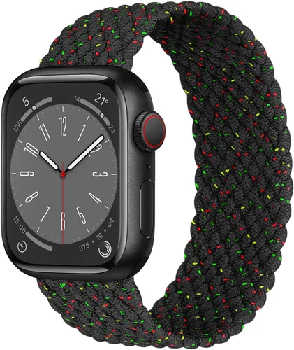 Miniatura 26 de Correa trenzada Solo Loop para Apple Watch de 40 mm, 42 mm, 41 mm, 38 mm, 44 mm, 46 mm, 45 mm Ultra/3 2 49 mm para hombres/mujeres, correa de nylon