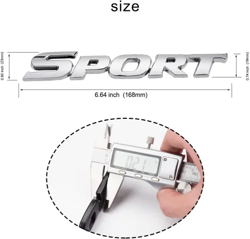 Miniatura 5 de Paquete de 2 Calcomanías Deportivas para Coche, Emblema Adhesivo de Metal 3D Sport para Guardabarros Lateral de Coche Camión Maletero Trasero