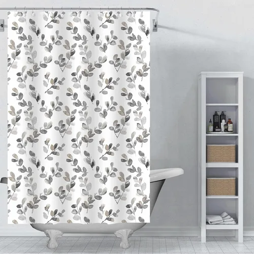 Miniatura 14 de Forro de cortina de ducha de 72 x 72 pulgadas, forro de ducha ligero de plástico impermeable 4G para baño, con agujeros de ojales y 3 pesos