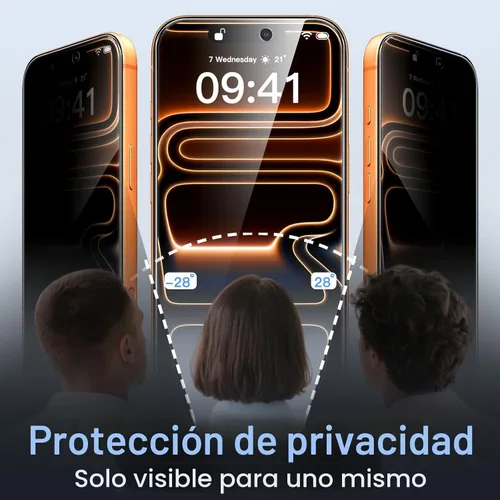 Miniatura 3 de JETech Protector de pantalla de privacidad para iPhone 17 Pro Max de 6,9 pulgadas, película de vidrio templado antiespía con herramienta de fácil