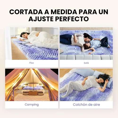 Miniatura 7 de Dreamsmith Cubrecolchón de espuma viscoelástica de 3 pulgadas y 7 zonas, tamaño Queen, con infusión de gel para aliviar la presión, fabricado