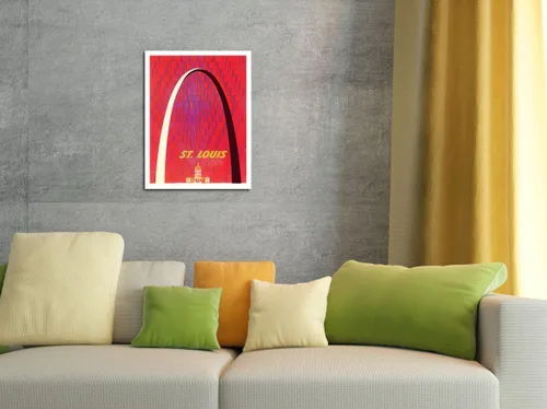 Miniatura 4 de Pacifica Island Art St. Louis - The Gateway Arch Monument - Póster de viaje vintage por David Klein c.1950s - Cartel de metal vintage de 8 x 12