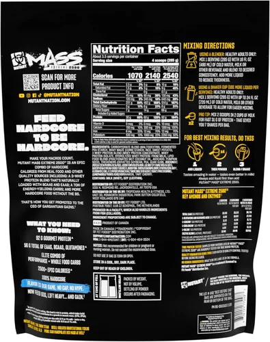 Miniatura 2 de Mutant Mass Extreme Gainer - Proteína de suero en polvo - Construye el tamaño muscular y la fuerza - Calorías limpias de alta densidad