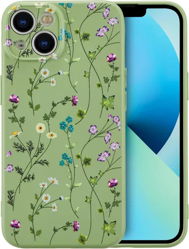 Miniatura 136 de RALEAVO Funda Floral para iPhone 12, Cubierta de Silicona Líquida con Bonito Patrón de Rama de Flores para Niñas y Mujeres, Funda Protectora de Goma