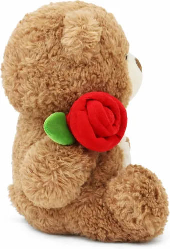 Miniatura 3 de Juguete de peluche de oso de peluche, oso de rosa y corazón, juguete de peluche romántico, perfecto para cumpleaños de niños y niñas (marrón)