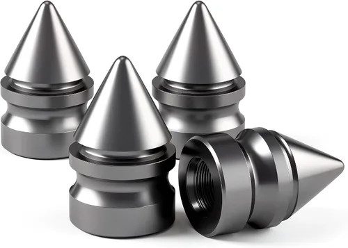 Miniatura 35 de 4 piezas de tapas de válvula de rueda con estilo púas, resistentes a la corrosión, universales de aleación de aluminio a prueba de polvo para Spiked