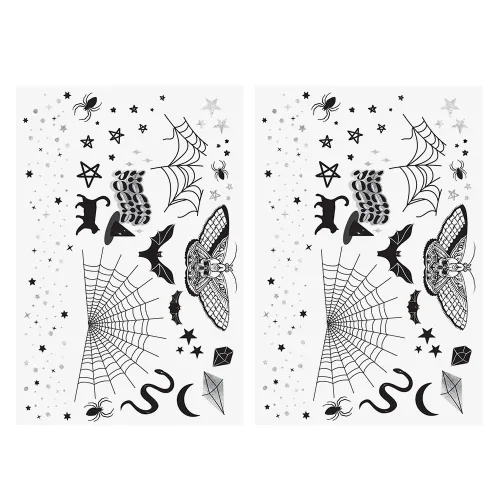 Miniatura 7 de Flash Tattoos Tatuajes temporales de Halloween Witch Please 44 tatuajes espeluznantes Tatuaje metálico Suministros para fiesta de Halloween