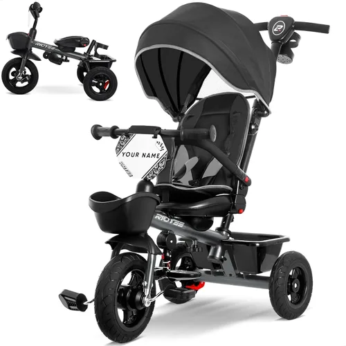 Miniatura 7 de RIDYEE Triciclo 7 en 1 para 18 meses a 5 años, neumáticos de goma todo terreno, frenos de doble rueda, asiento giratorio para niños pequeños de 1.5