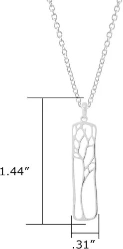 Miniatura 4 de Boma Collar con colgante de silueta de árbol rectángulo de plata esterlina, 20 pulgadas, Metal