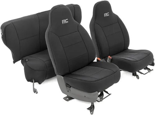 Rough Country Fundas de asiento de neopreno para Jeep Cherokee XJ (1997-2001) con reposacabezas desmontables, impermeables y resistentes a los rayos