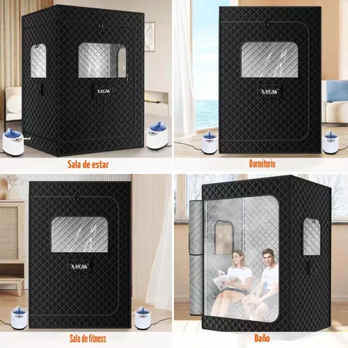Miniatura 6 de X-Vcak Sauna para 2 personas, caja de sauna extragrande, tienda de campaña portátil para sauna de vapor con 2 vaporizadores, 2 sillas plegables, 71