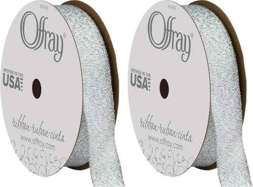 Miniatura 4 de Offray - Cinta para manualidades Galena de 7/8 pulgadas de ancho, 3 yardas, color plateado (paquete de 2)