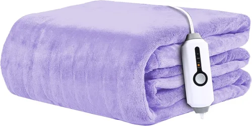 Miniatura 21 de Manta Eléctrica Térmica de Franela y Sherpa 50"x60" Tamaño Throw - 4 Niveles de Calor, Apagado Automático 10H, Calentamiento Rápido, Acogedora