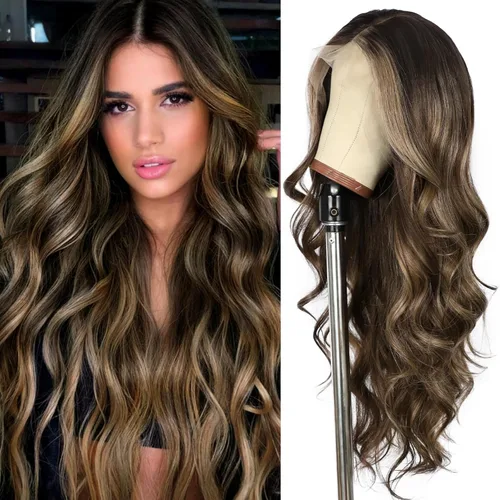 Miniatura 38 de SAPPHIREWIGS Peluca rubia con encaje frontal, pelucas largas y onduladas para mujer, pelucas de color rubio ceniza, resistentes al calor, para Mix