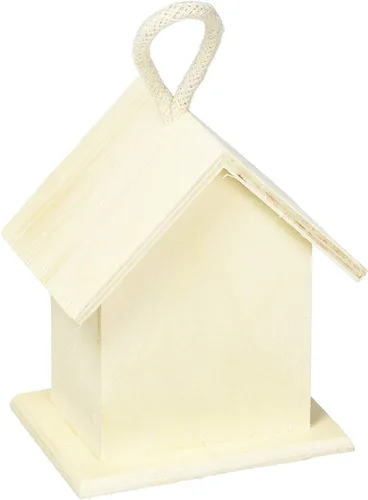 Miniatura 2 de Darice Casa de pájaros natural sin terminar – Madera clara, agujero de estrella – para proyectos de vacaciones y decoración del hogar – Decora