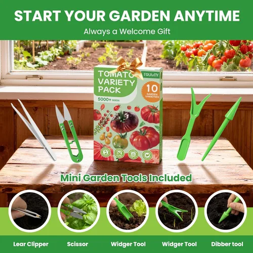 Miniatura 4 de Paquete variado de 10 semillas de tomate, más de 5000 semillas de tomate de jardín para plantar al aire libre e interior, regalo de jardinería