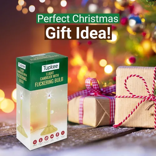 Miniatura 7 de Velas Candolier de Navidad para Ventana Tupkee – con Bombilla Parpadeante – Única para Interior - Vela Eléctrica Sin Llama para Ventana Candelabro 1